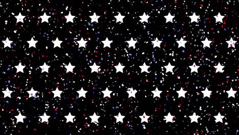 animation of white stars and confetti on black background