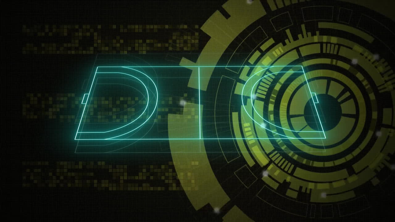 animación de un estadio deportivo de neón a través de escaneo de alcance y columnas móviles sobre fondo negro