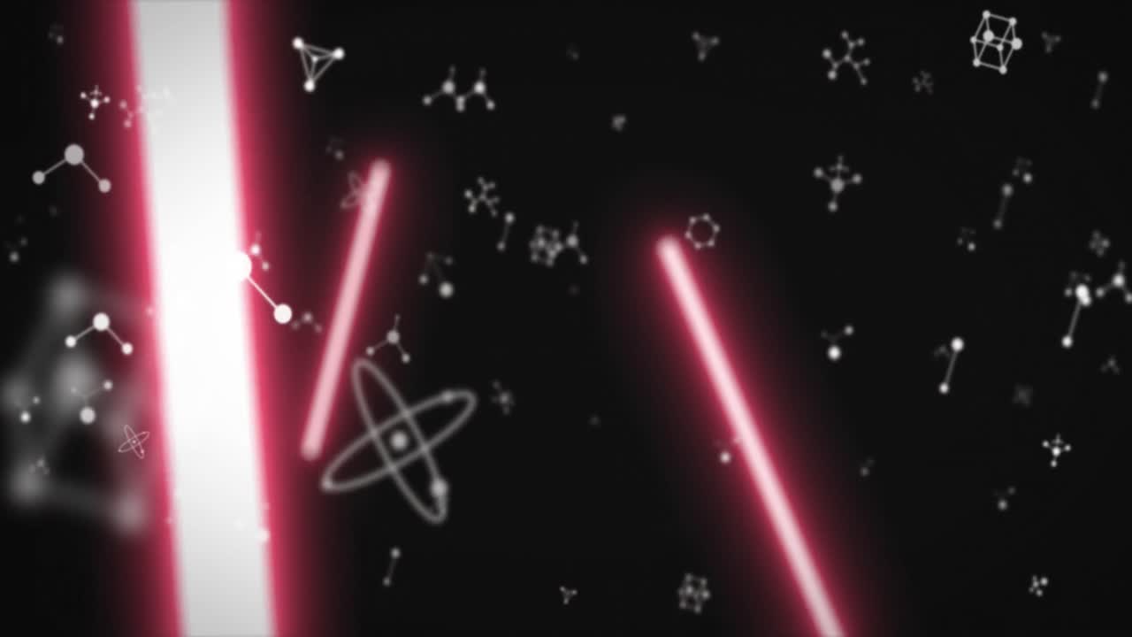 반 ⁇ 이는 네온 줄무 ⁇  위에서 회전하는 분자의 애니메이션