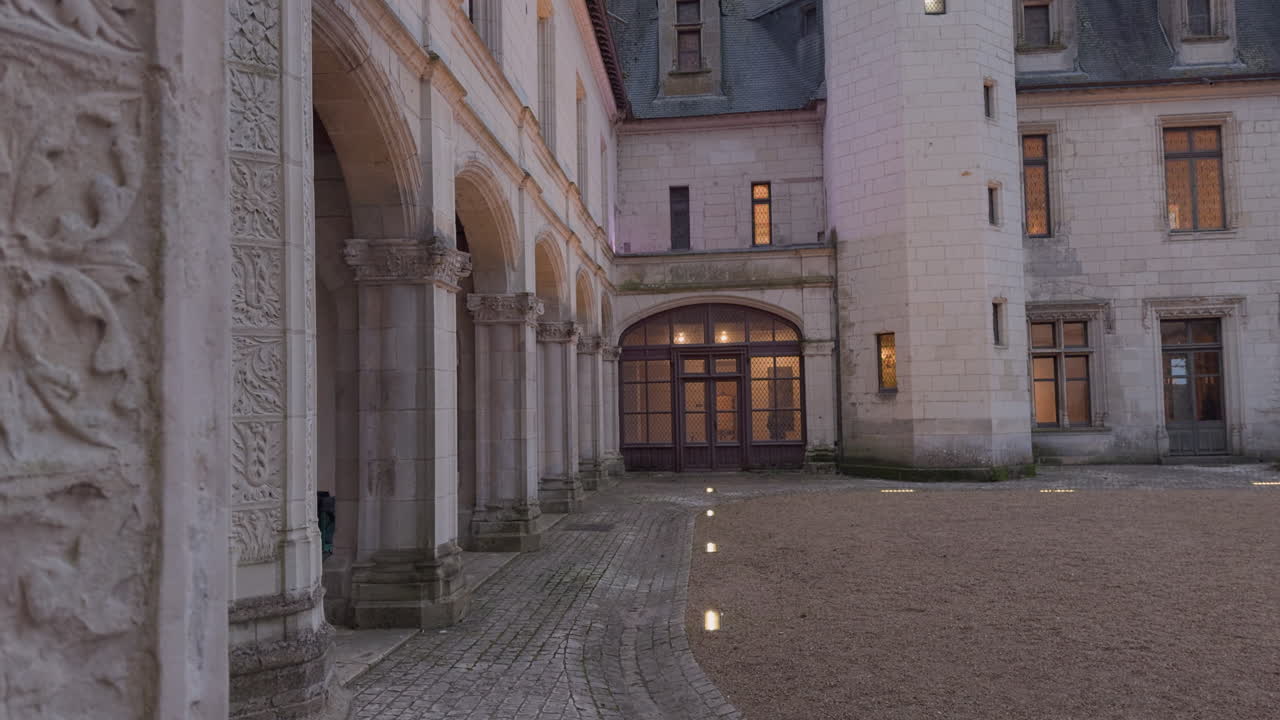 Evening at a French Castle Courtyard
