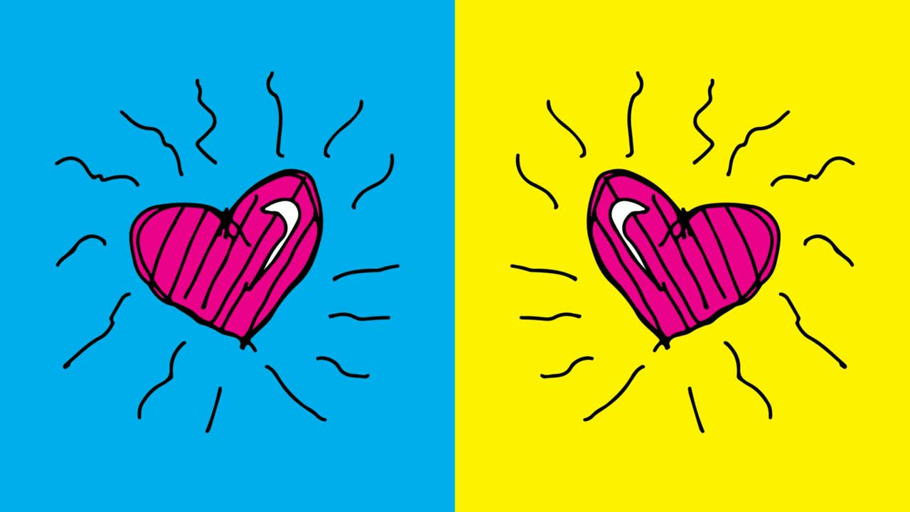 아이들이 사랑의 주제로 팝 아트를 그림 그리는 원활한 배경