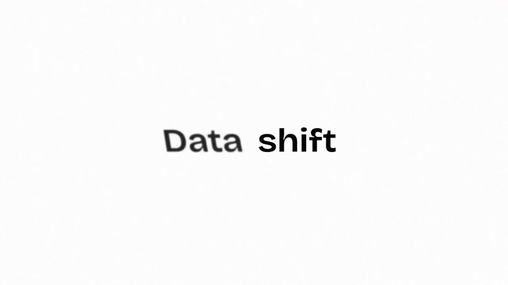 Animated Text Displaying Data Shift on White Background