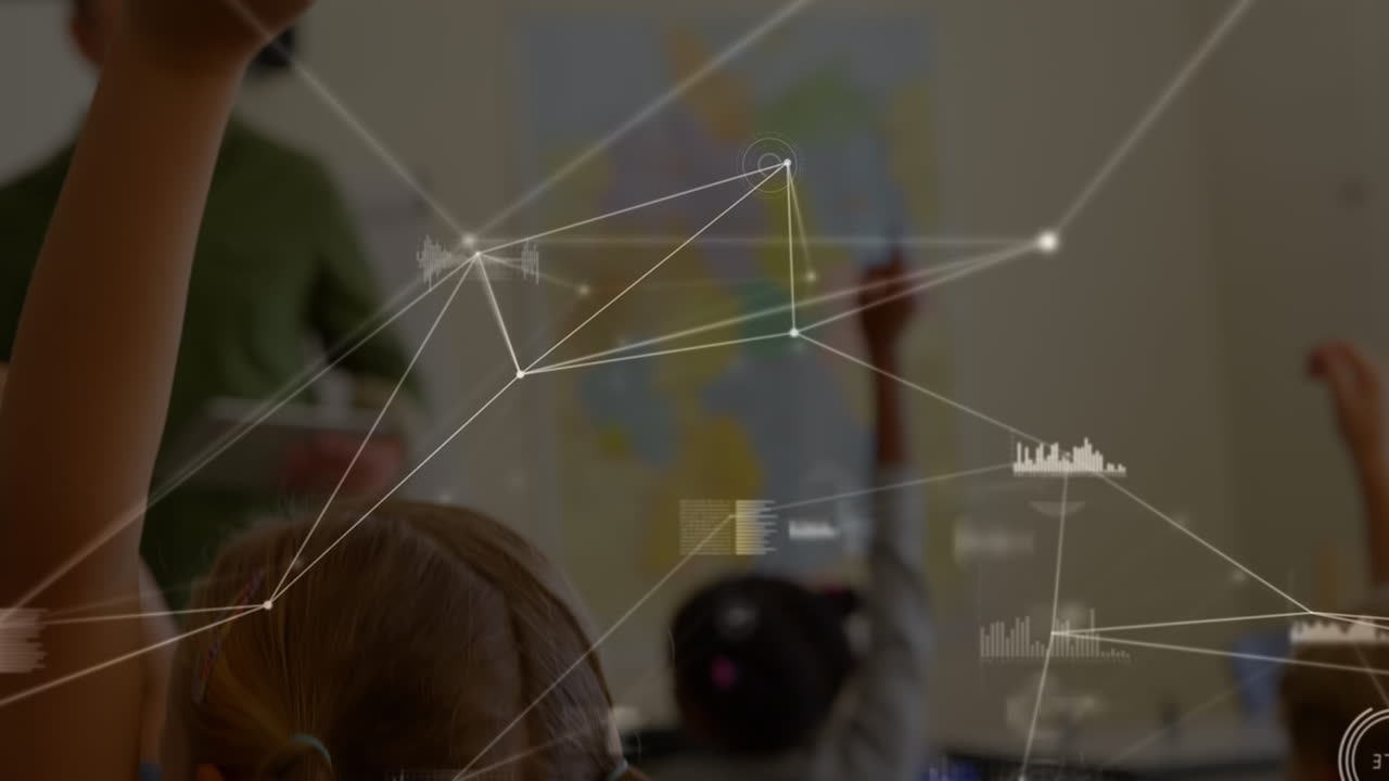 다양한 학교 학생들과 교실의 교사들 사이의 연결 네트워크의 활성화