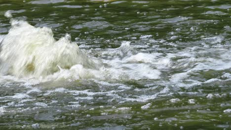 Water bubbles forming a foam. A weak jet of water with bubbles from the water surface. Bubbling geyser.