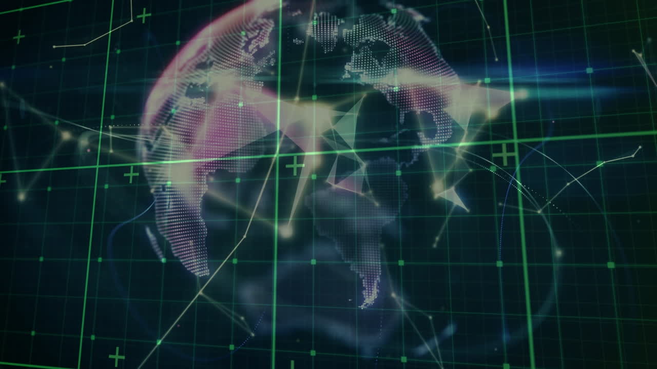 디지털 공간에서 연결 네트워크와 지구의 애니메이션