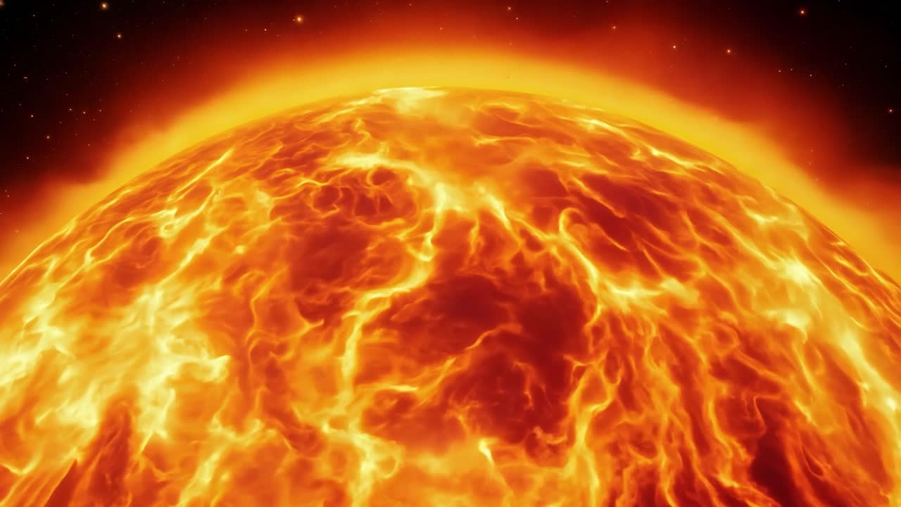 primer plano del sol, una bola de fuego ardiente en el espacio