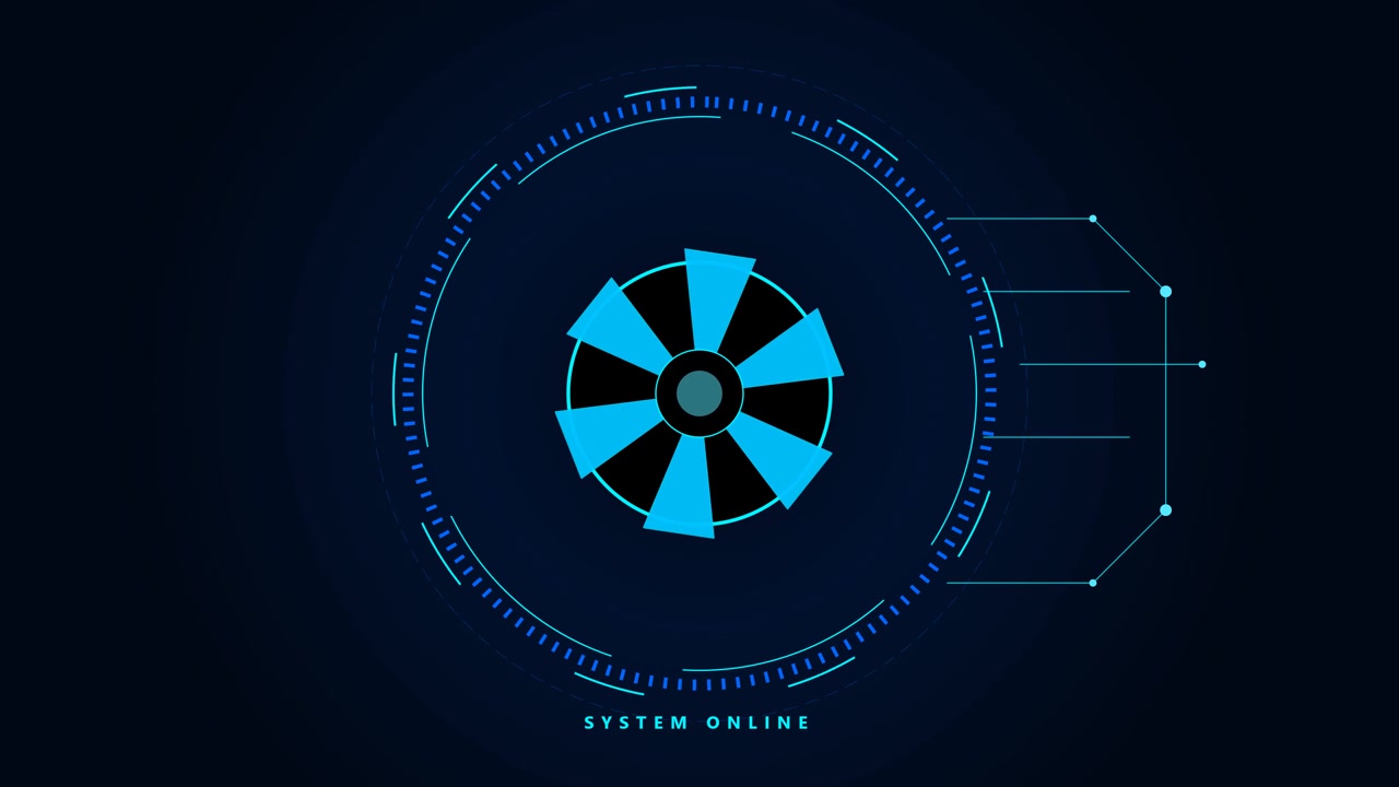 Futuristic Digital Interface Loading Animation with Circular HUD Elements