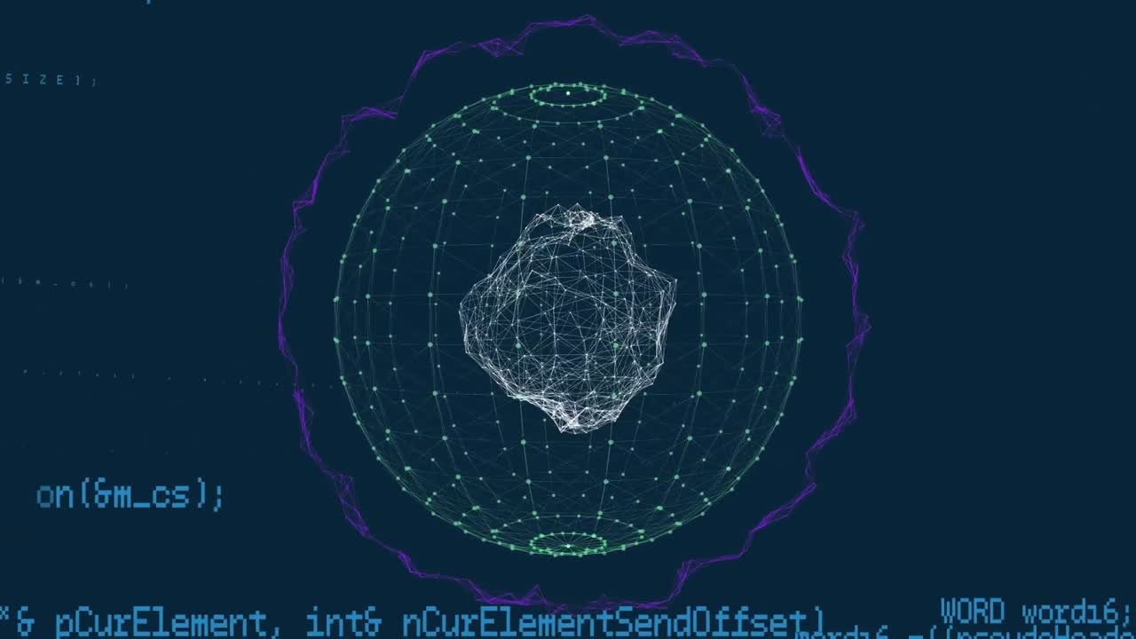 Animation of globe with connections and data processing
