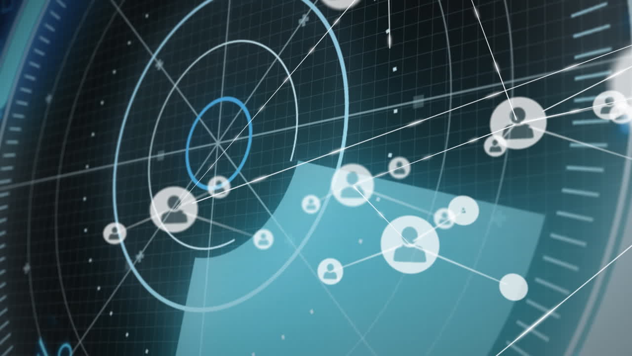 데이터 처리에 대한 아이콘으로 연결 네트워크의 애니메이션