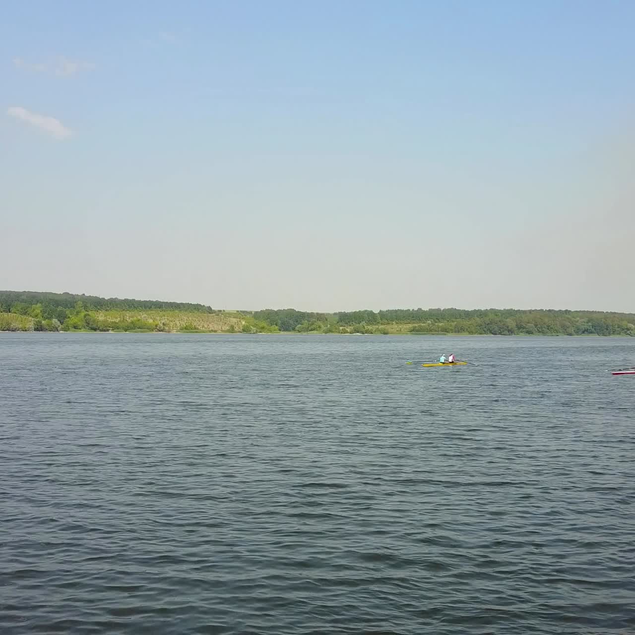 Kayakers Training On Canoe