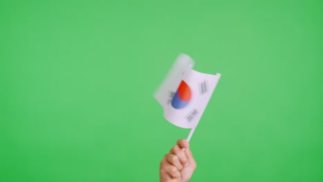 hand waving a pennant of a south korean national flag
