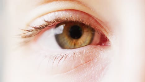 Video-close-up-detail-of-the-blinking-green-eye-of-a-caucasian-woman