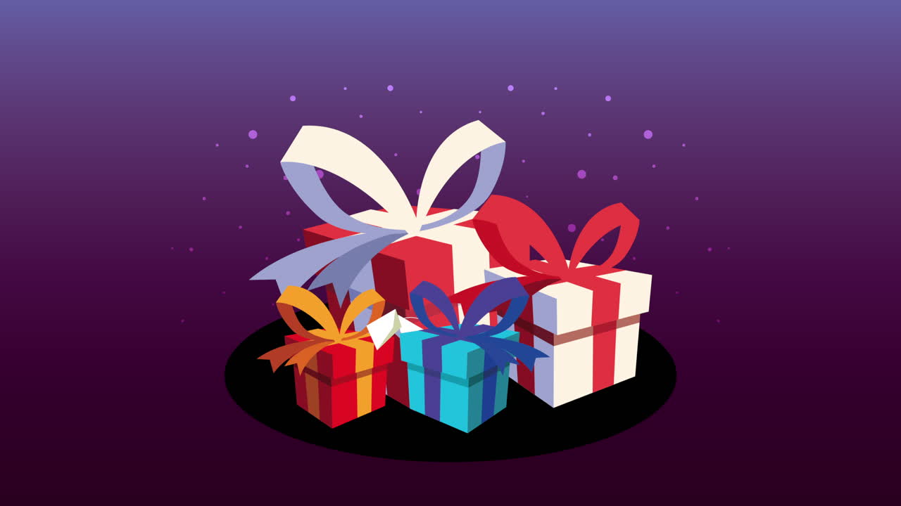 animación de feliz navidad con regalos