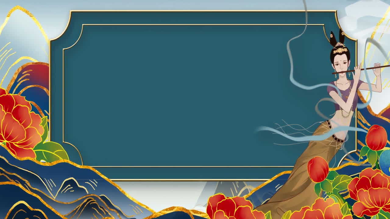 Elegant Woman Playing Flute in Traditional Chinese Garden Setting