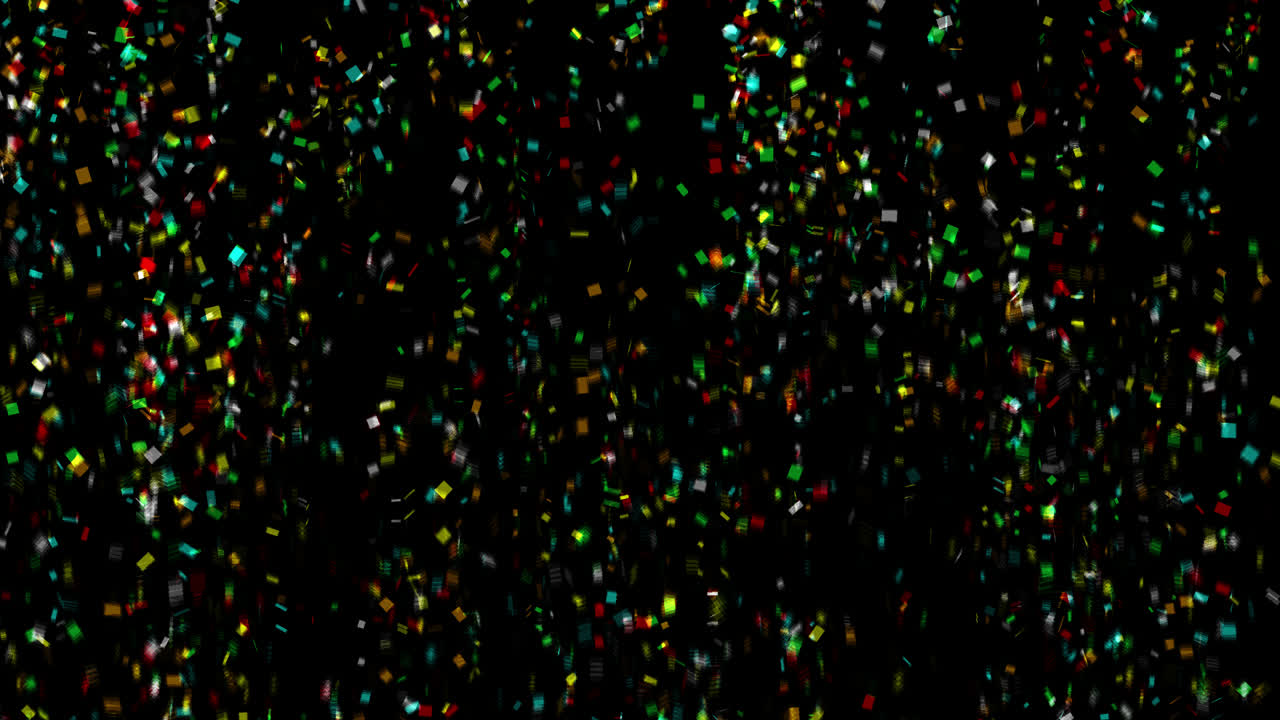 Colorful Confetti Falling on Black Background