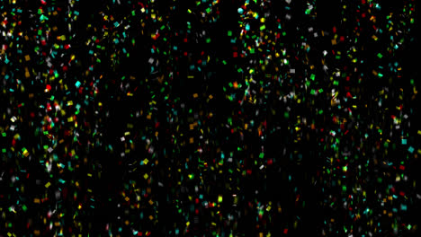 colorful confetti falling on black background