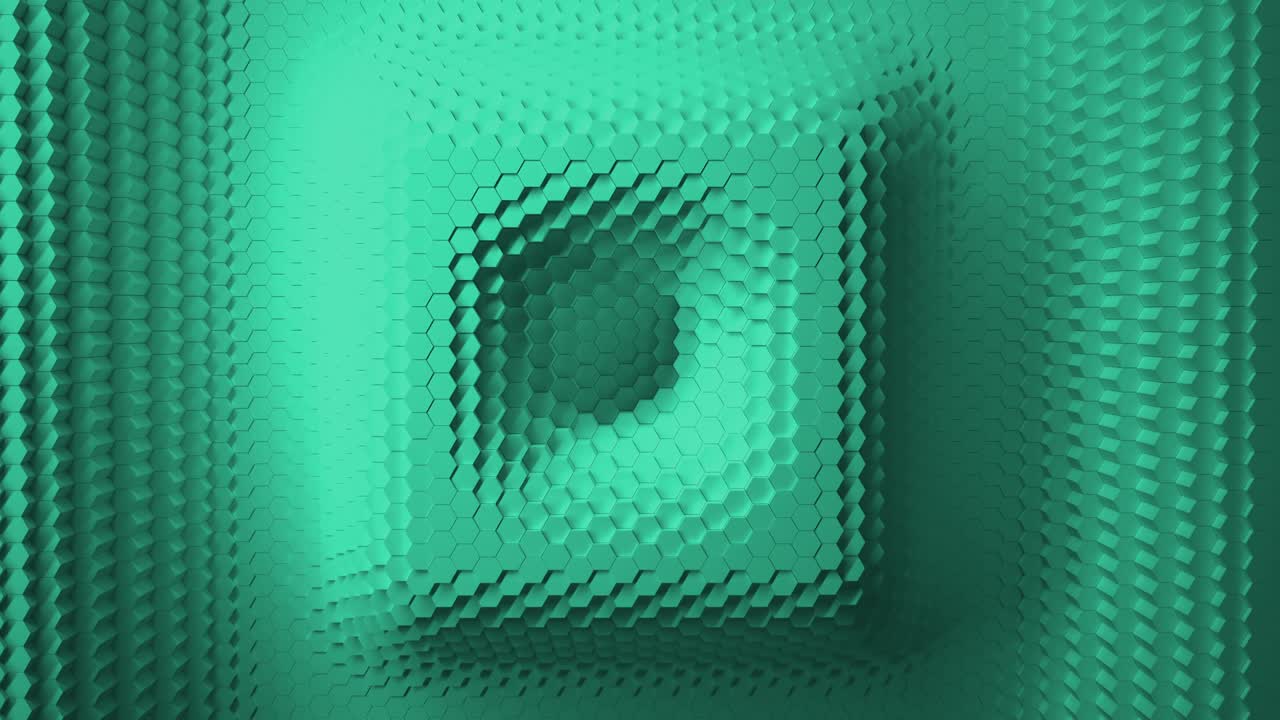 green minimalism. A mosaic surface with moving hexagons. In the form of a square, direction arrows. Abstract geometric background. Cells. Wave. the 4k loop. animation for a business presentation