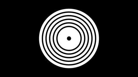 graphic object in black and white with stroboscopic and hypnotic effect, which rotates clockwise decreasing the size from full screen to disappearing in the center, in 16: 9 video format