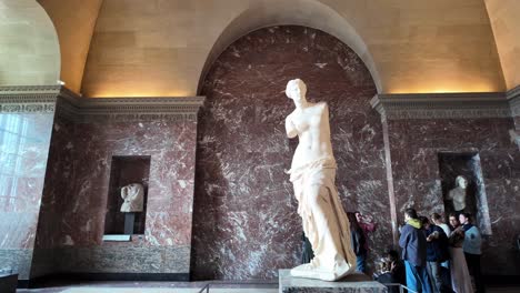 venus de milo, louvre museum in paris. close up ancient greek marble statue