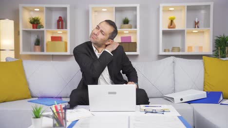 home office worker man feels physical good.