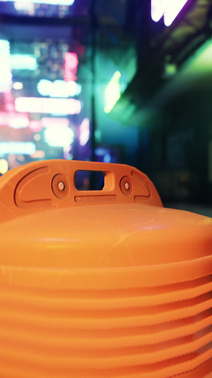 Colorful urban alleyway with vibrant neon lights in the evening