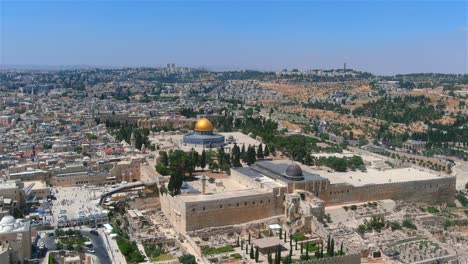 jerusalem dome of the rock and western wall (kotel), aerial