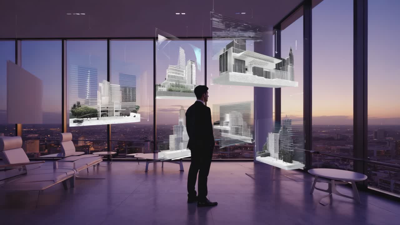 Futuristic Architecture Visualization in Modern Office