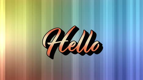 animación del texto de saludo y las líneas en un fondo colorido