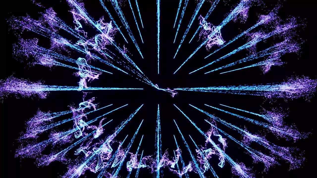 시각 효과, vfx, 검은 바탕에 파란 에너지 라인, 3d 애니메이션