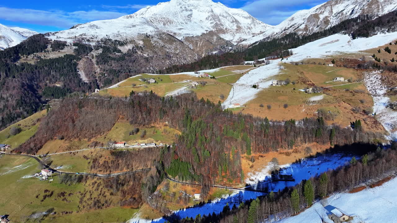 Amazing Tilt up shot of Italian alps mountains with snow, Orobie mountains , Bergamo, Italy