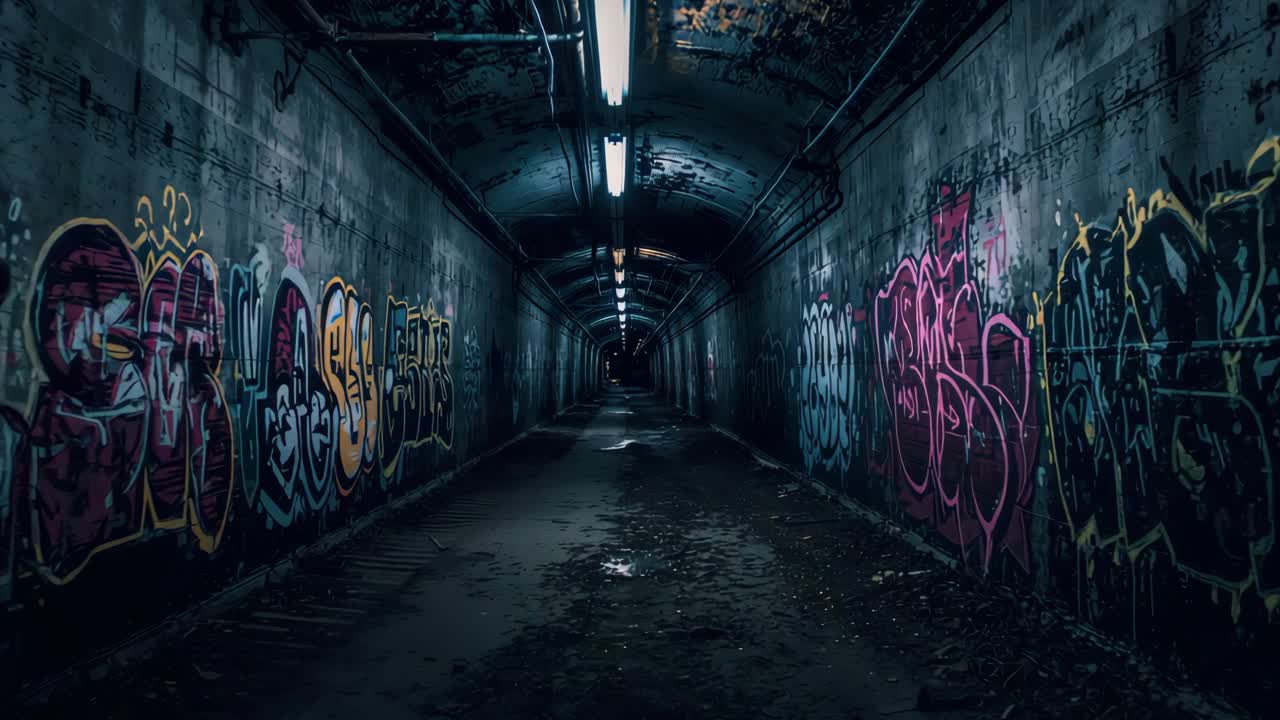 Graffiti-covered Tunnel