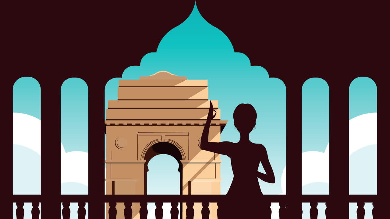 celebración del día de la independencia de la india con silueta de mujer