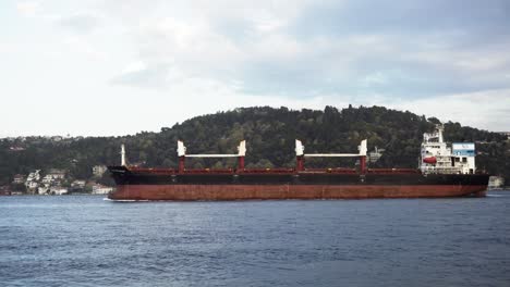 big cargo ship passing by the asian side of istanbul