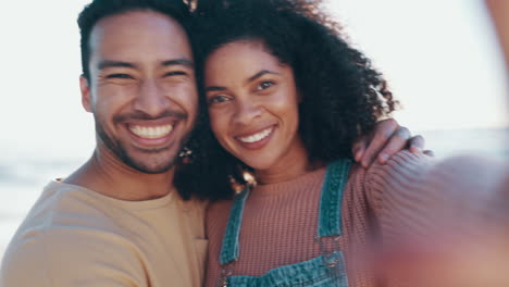 selfie, smile and travel with a couple