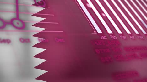 Animation-of-data-processing-over-flag-of-bahrain