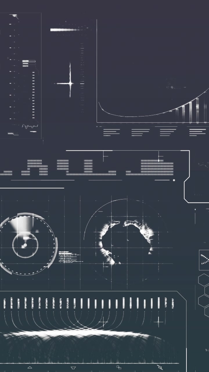 Animation of data processing over dark background