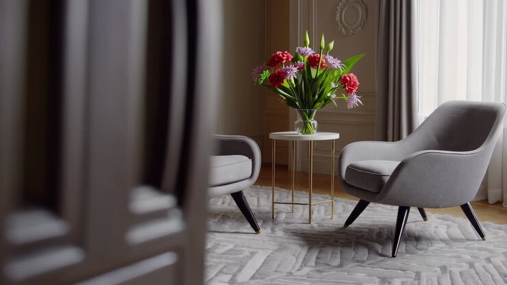 Soggiorno Elegante con Poltrona Accogliente e Fiori