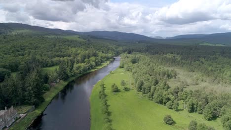 aerial follow shot of the river dee in aberdeenshire