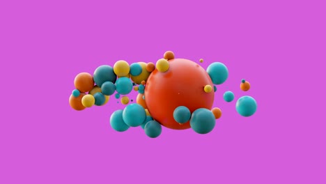 volando una esfera grande mueve esferas pequeñas. vídeo ilustración 3d