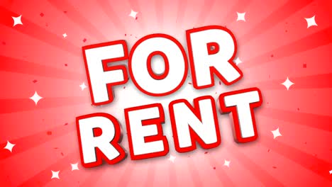 for rent 3d text on falling confetti background.