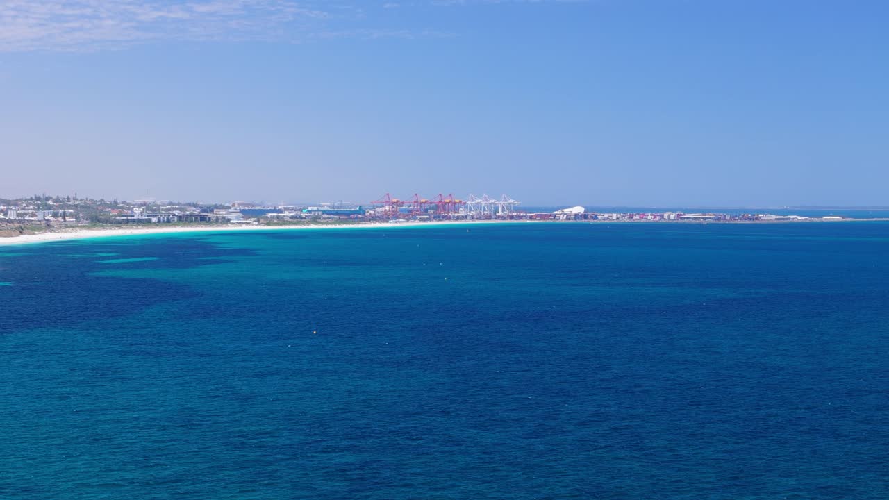 서부 오스트레일리아 퍼스 의 은 여름 날 에 프레만틀 항구 의 공중 사진