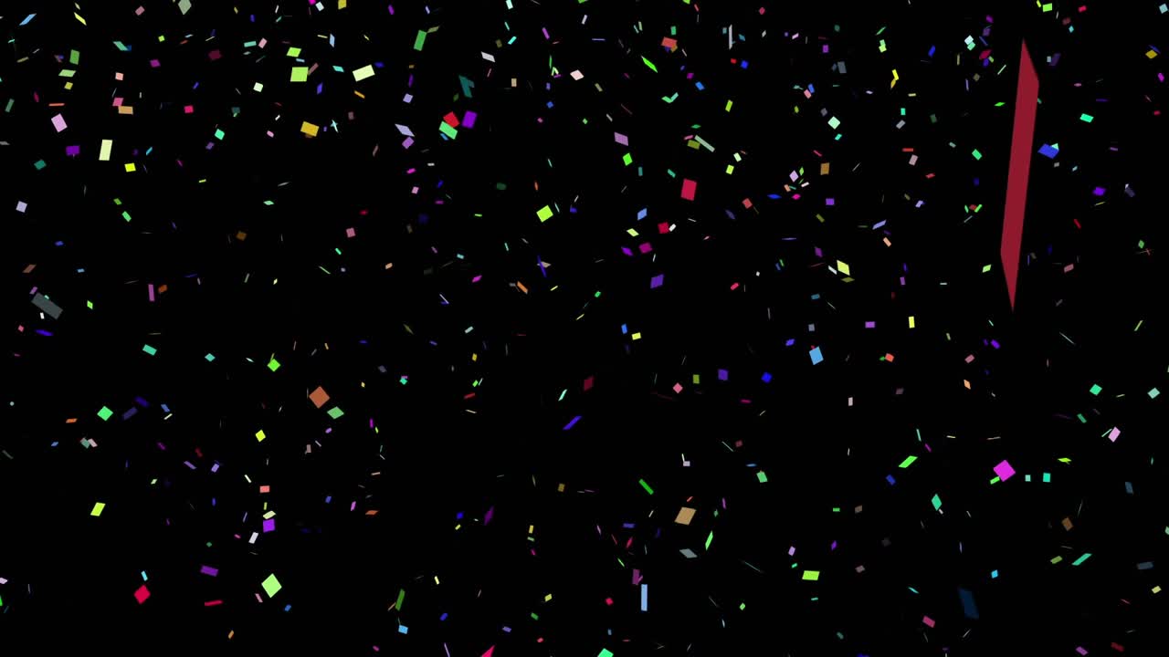 Due filamenti elicoidali animati color sarcelt emerge da un campo di coriandoli, estendendosi e allineandosi in un arco