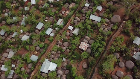 traditional konso town in ethiopia, buildings and roads