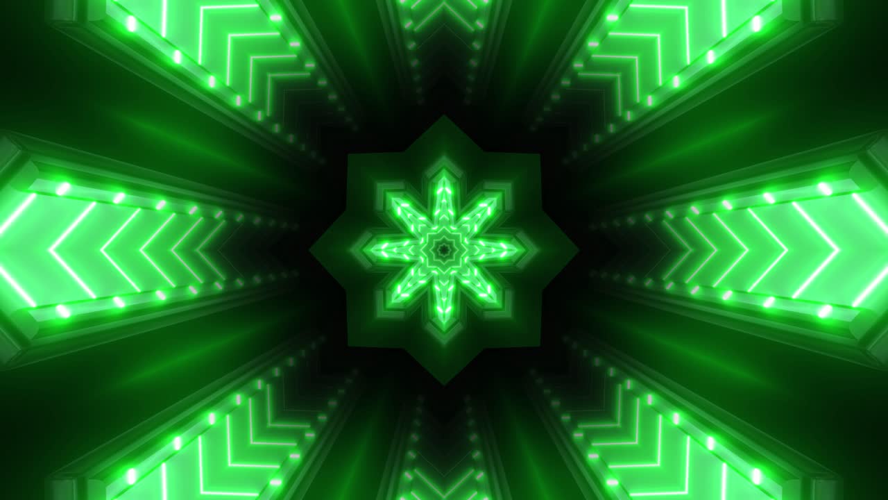 Green Neon Kaleidoscope Tunnel