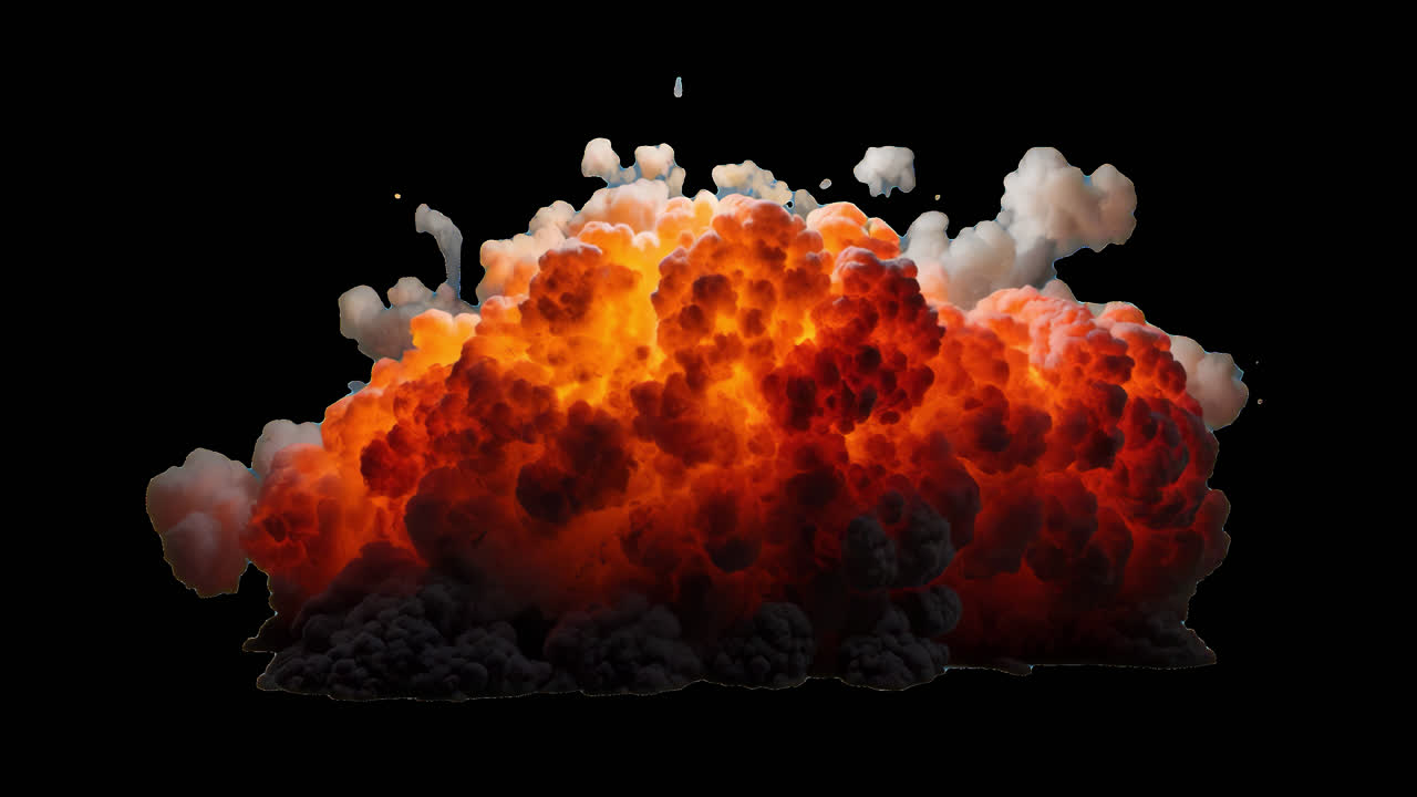 Feurige Explosion mit dramatischem animierten Effekt-Overlay, transparentes 4K-Video, Alpha-Kanal, ProRes