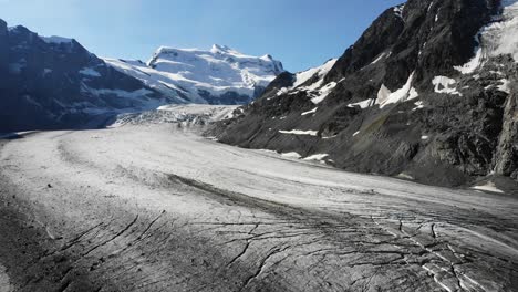 Corbassiere-glacier-in-Valais,-Switzerland-aerial-flyover-side-to-side