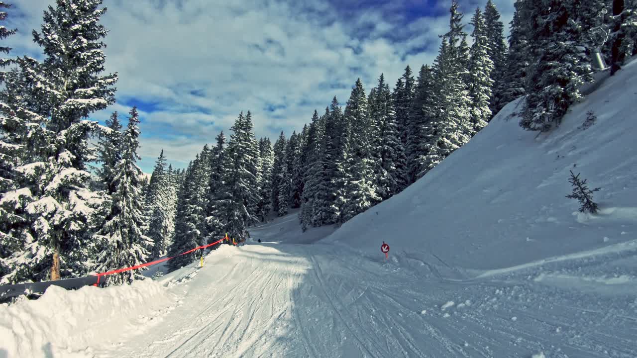 Going down the red ski trail