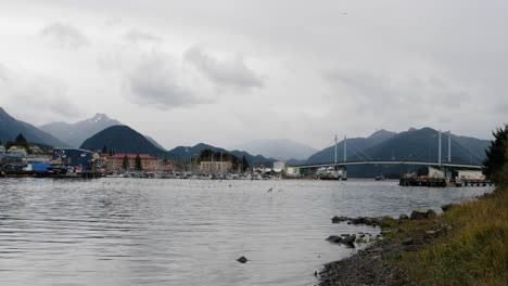 sitka channel, anb harbor and john o'connell bridge in sitka, alaska, united states of america