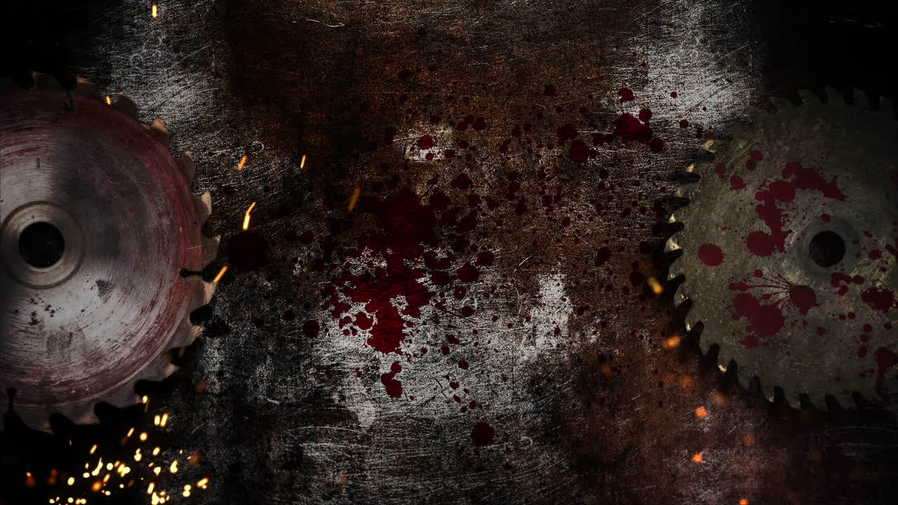 fondo de terror místico con sierra eléctrica y sangre oscura 1
