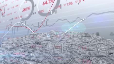 animation of data processing over banknotes